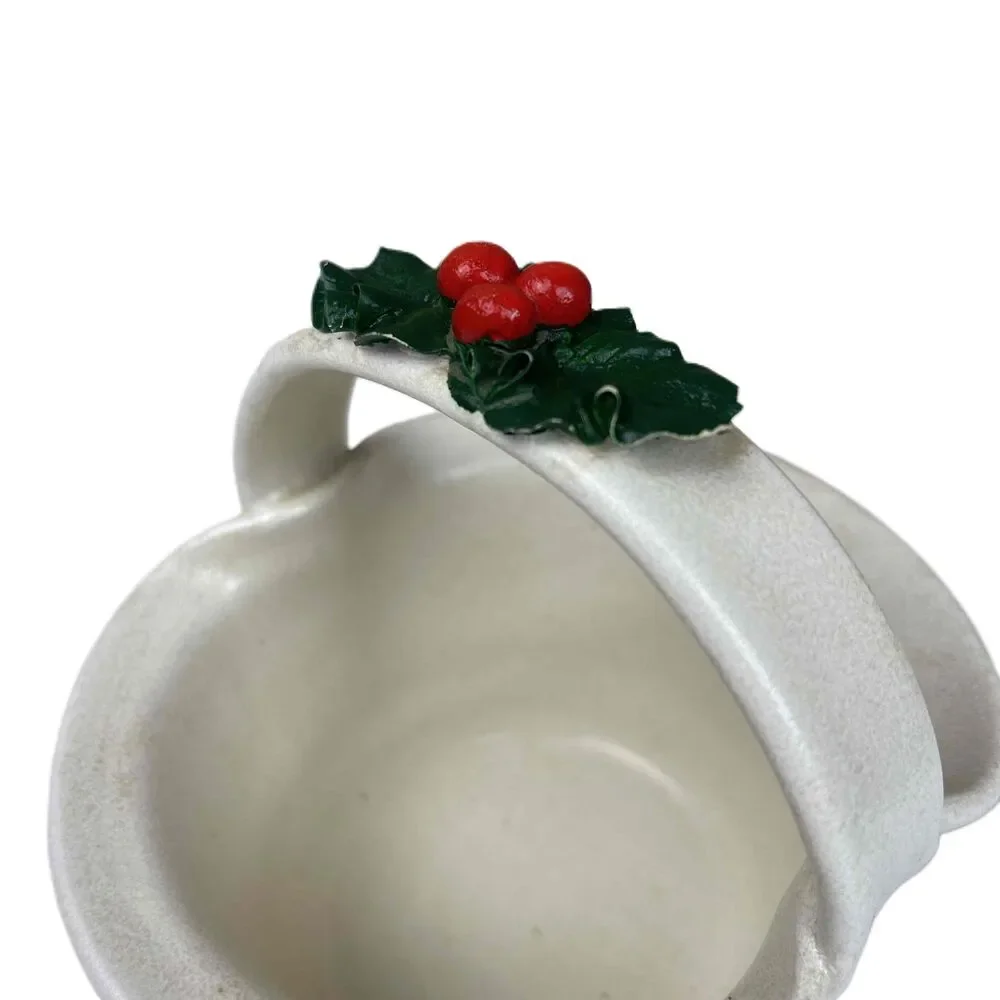 Rob Bartee Pottery Ivory Christmas Basket Clay Earthware Home Decor‎ Vintage